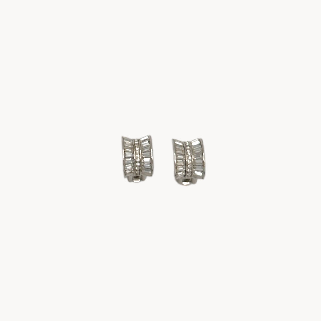 Vintage Nolan Miller Baguette Rhinestone Clip-On Earrings Nolan Miller