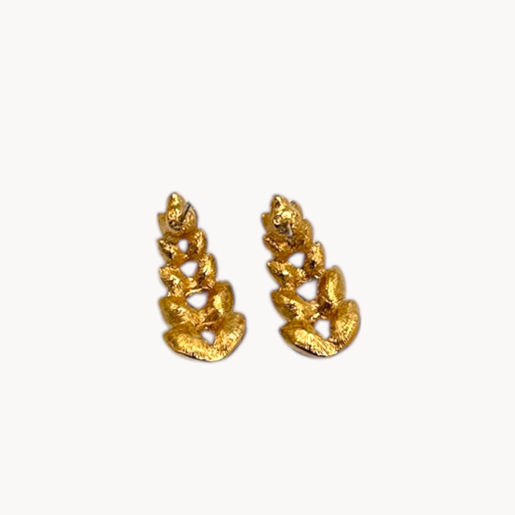 Vintage Monet Graduated Marquise Rhinestone Floral Pierced Earrings Monet