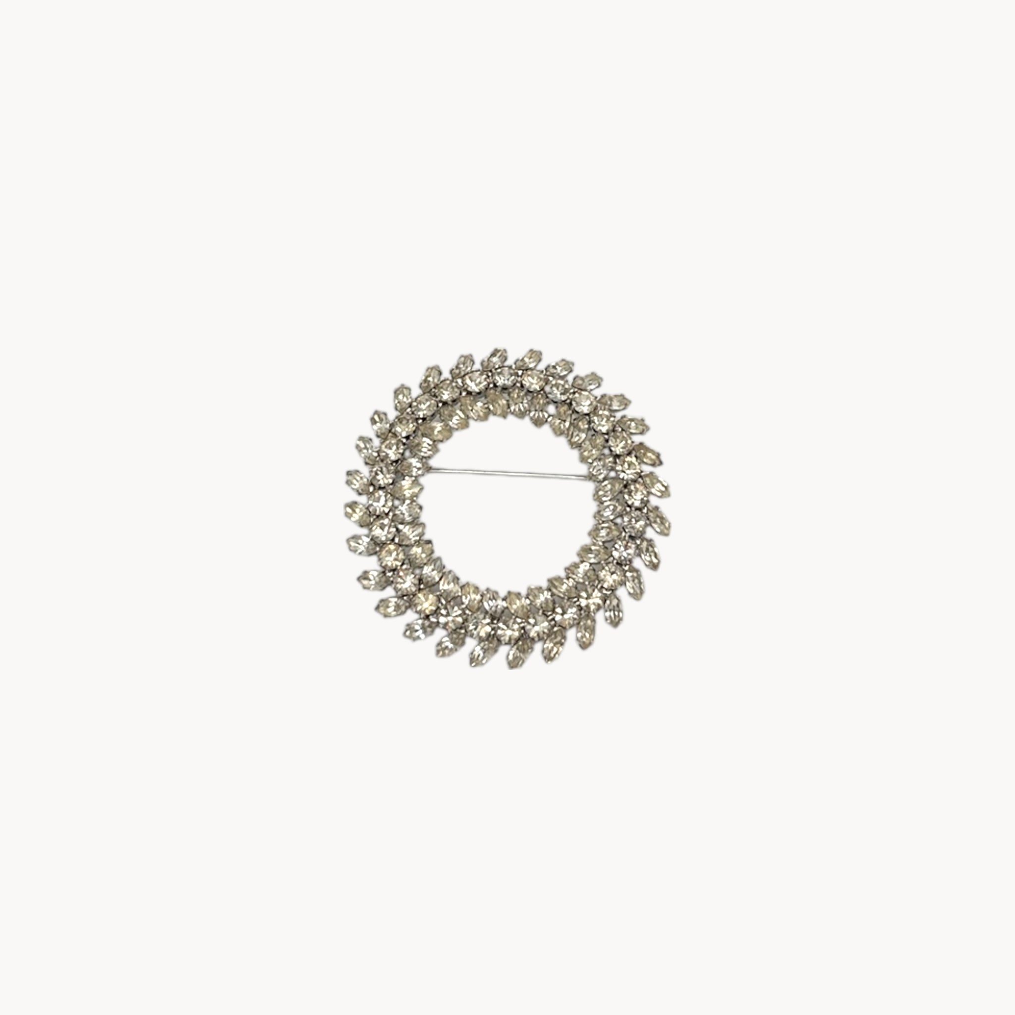 Mid-Century Rhodium Plated Rhinestone Brooch