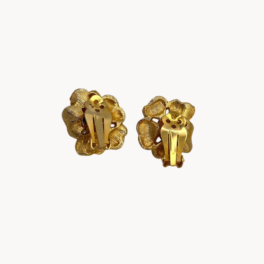 KofB Gold Plated Floral Clip-On Earrings