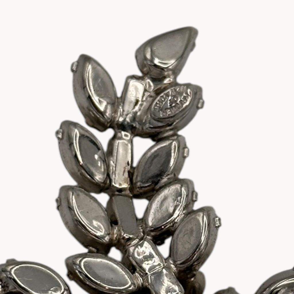 Mid-Century Rhinestone Floral Spray Brooch