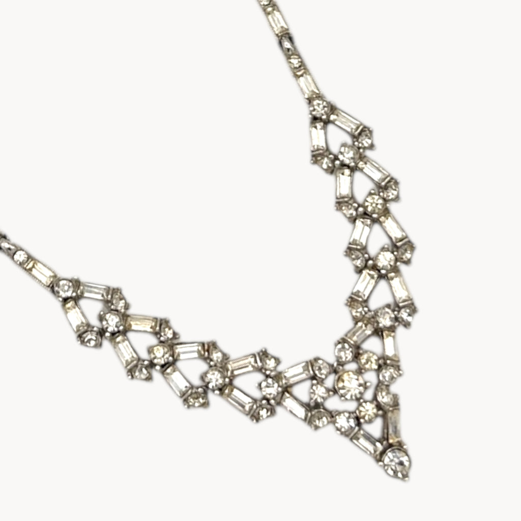 Vintage Bogoff Art Deco Rhinestone Pendant Necklace