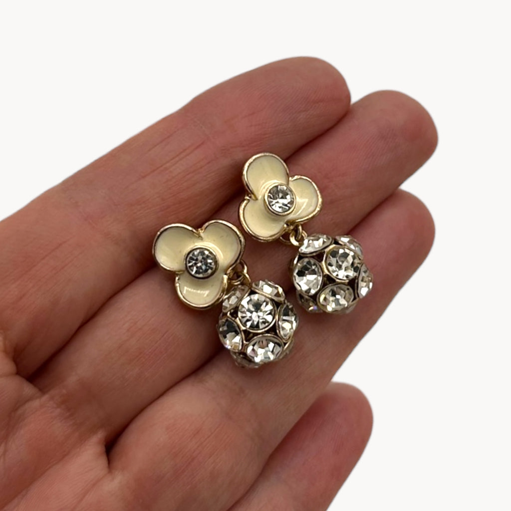 Swarovski Gold Floral Enamel Earrings