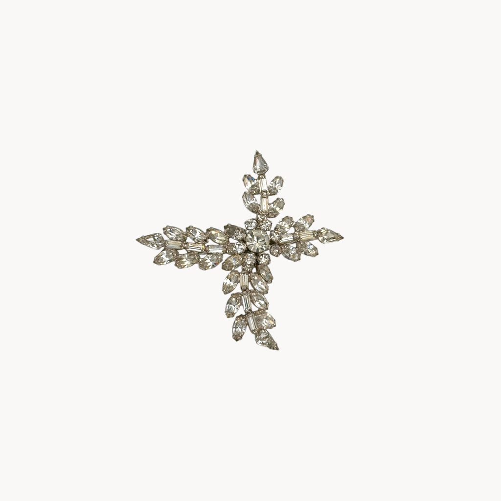 Mid-Century Rhinestone Floral Spray Brooch