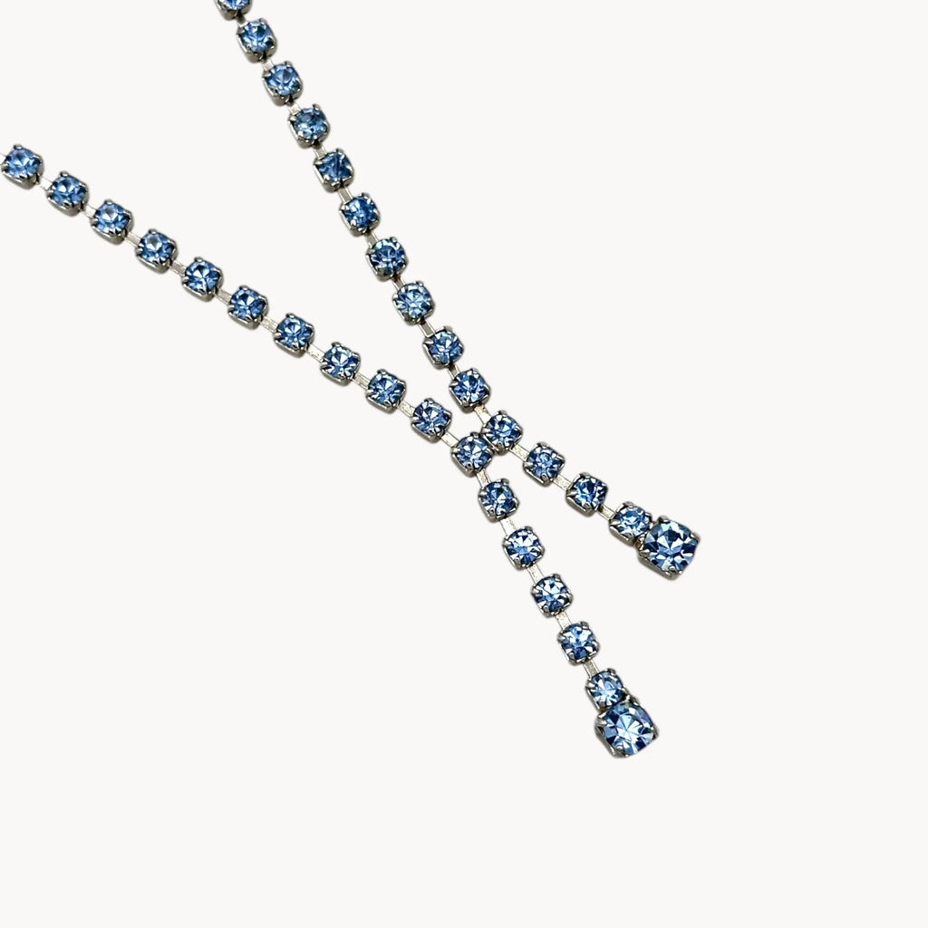 Vintage 1950s Light Blue Rhinestone Choker Necklace