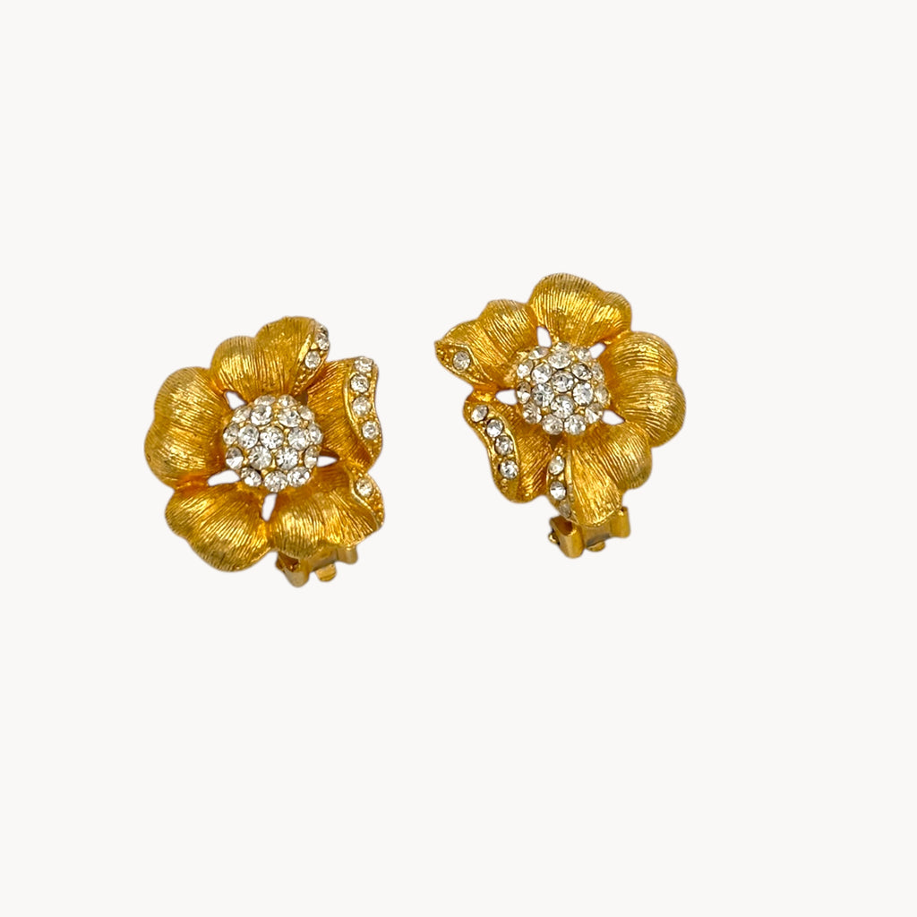 KofB Gold Plated Floral Clip-On Earrings