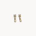 Vintage Swarovski Swan Signed Pearl Dangle Pierced Earrings Swarovski