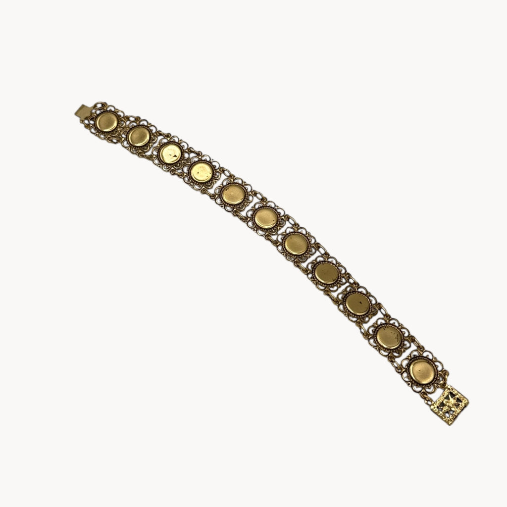 Vintage Faux Pearl & Gold Filigree Bracelet