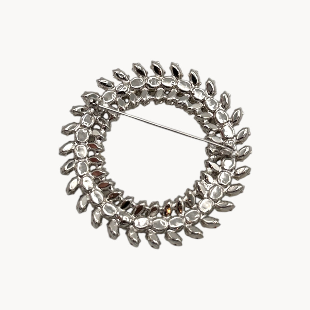 Mid-Century Rhodium Plated Rhinestone Brooch