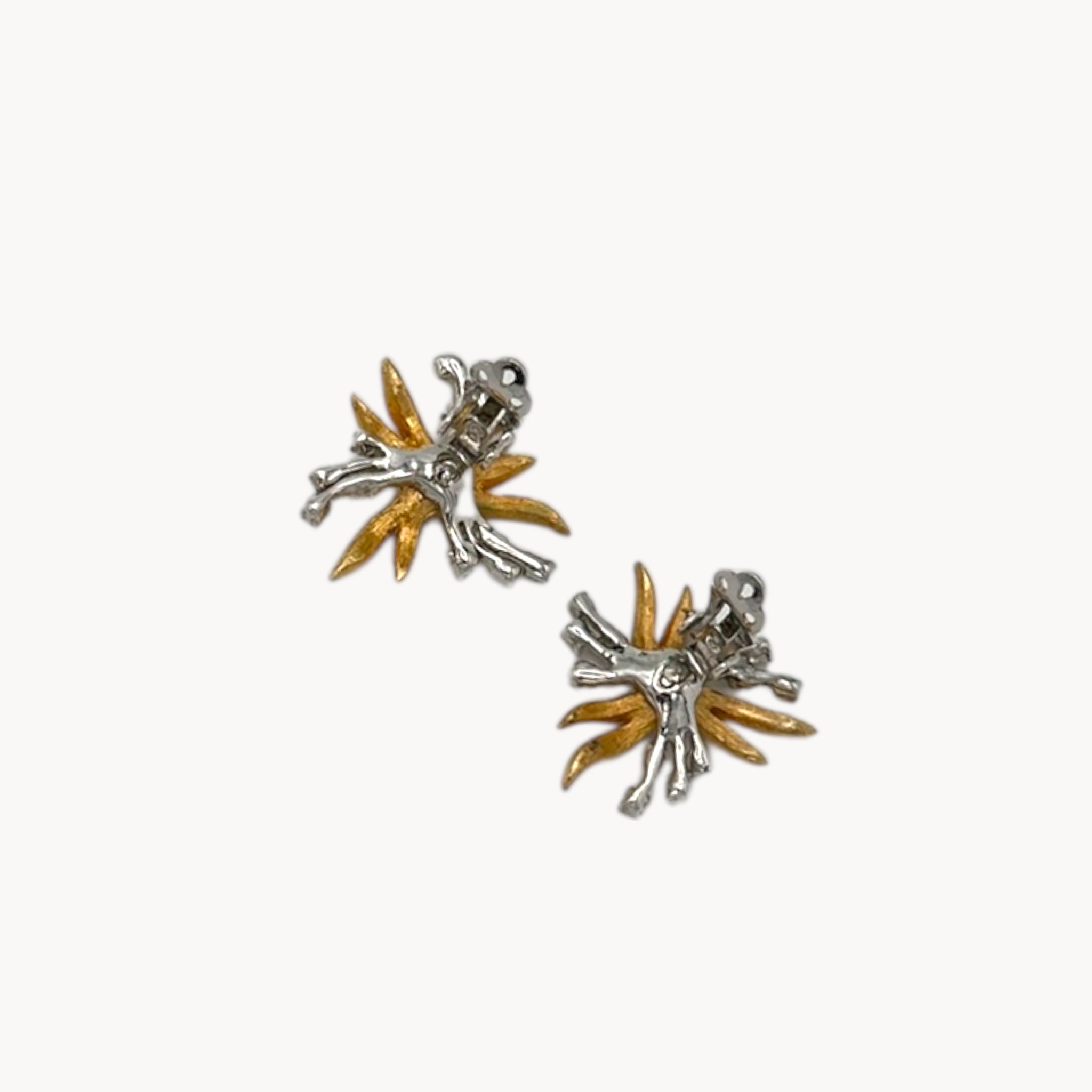 Vintage Polcini Floral Rhinestone Clip-On Earrings Polcini