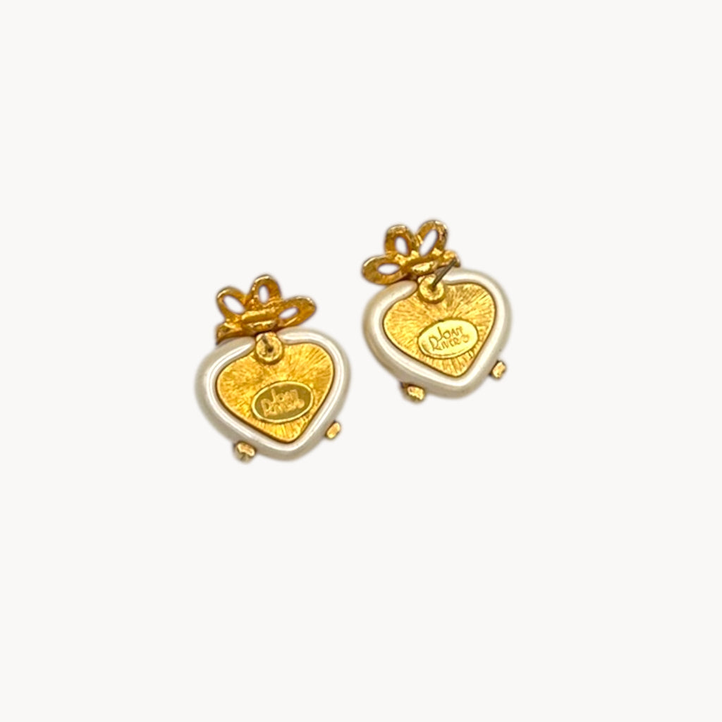 Joan Rivers “Captured Heart” Pearl Heart Pierced Earrings Joan Rivers