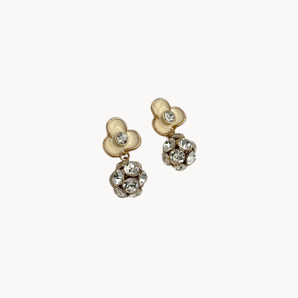 Swarovski Gold Floral Enamel Earrings