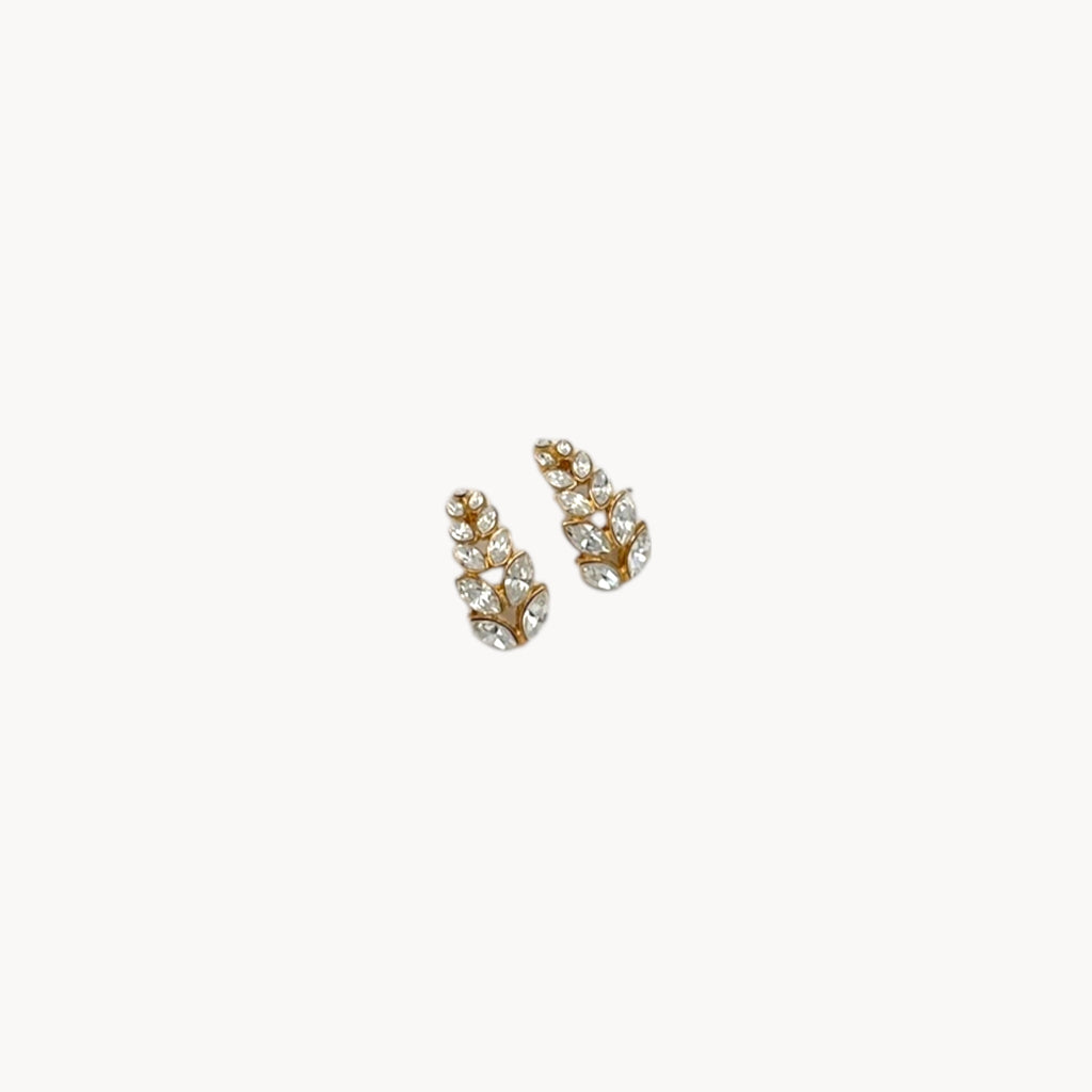 Vintage Monet Graduated Marquise Rhinestone Floral Pierced Earrings Monet