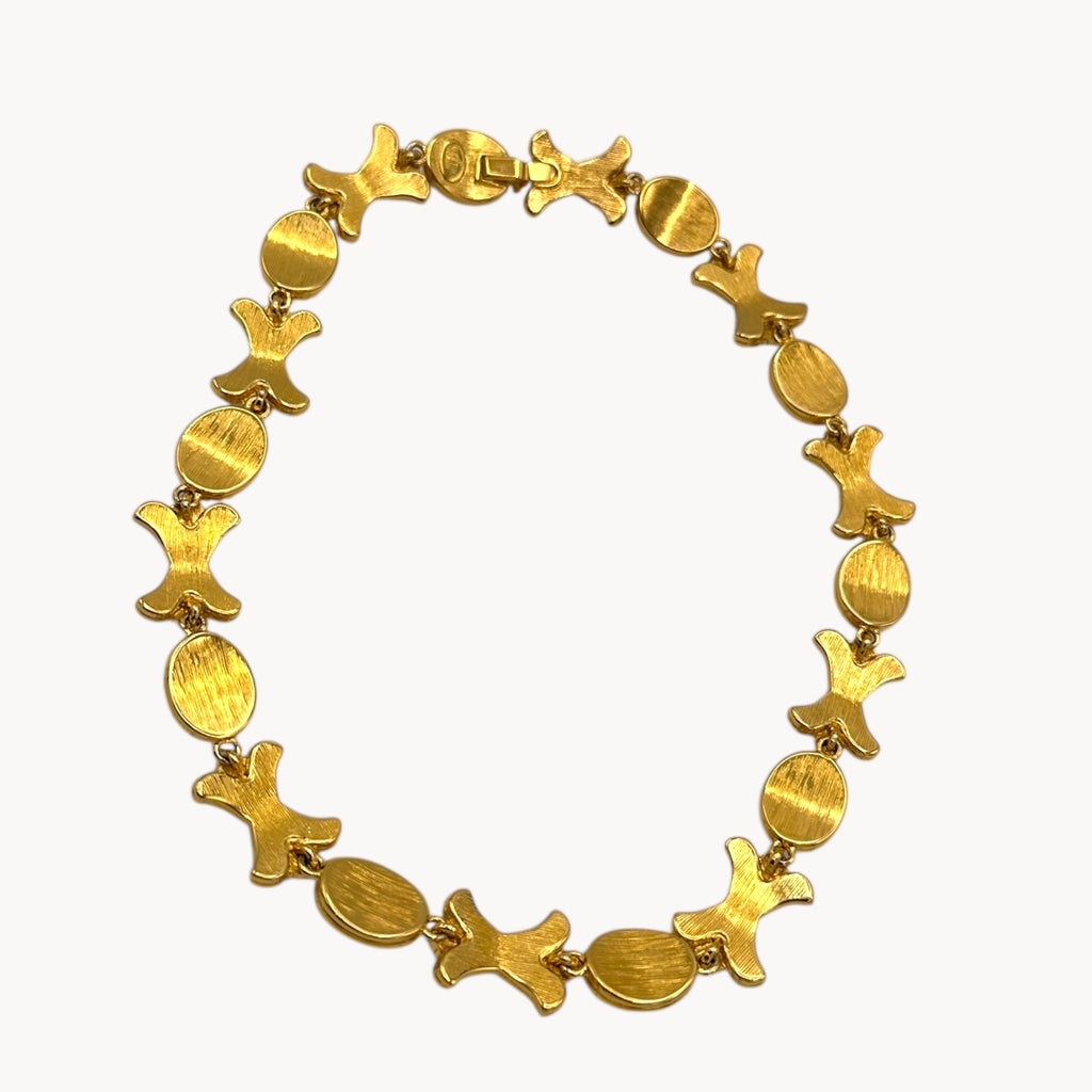 Nolan Miller Hugs and Kisses Gold Paved Rhinestone and Pearl Necklace