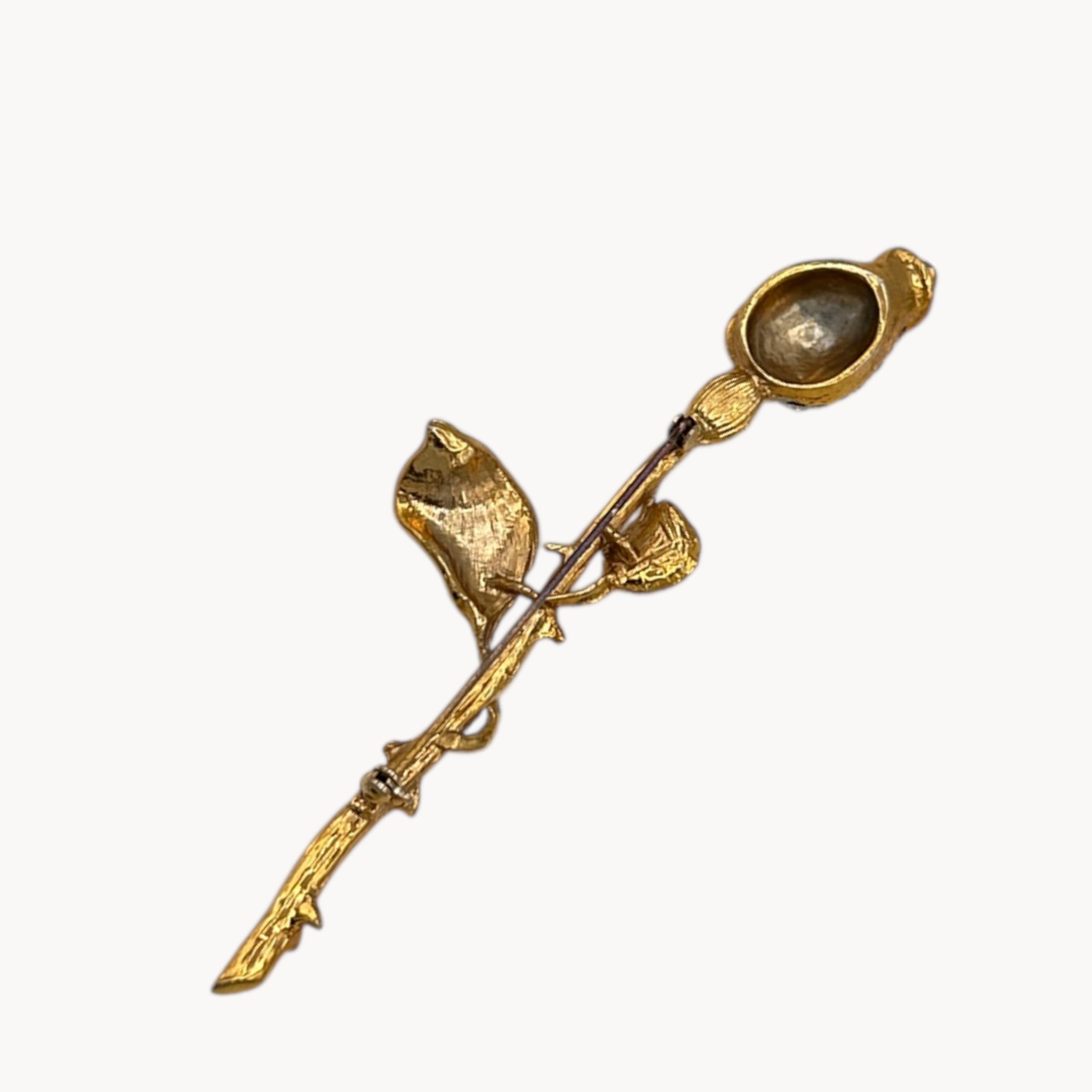 Vintage Gold Plated Pavé Rose Brooch