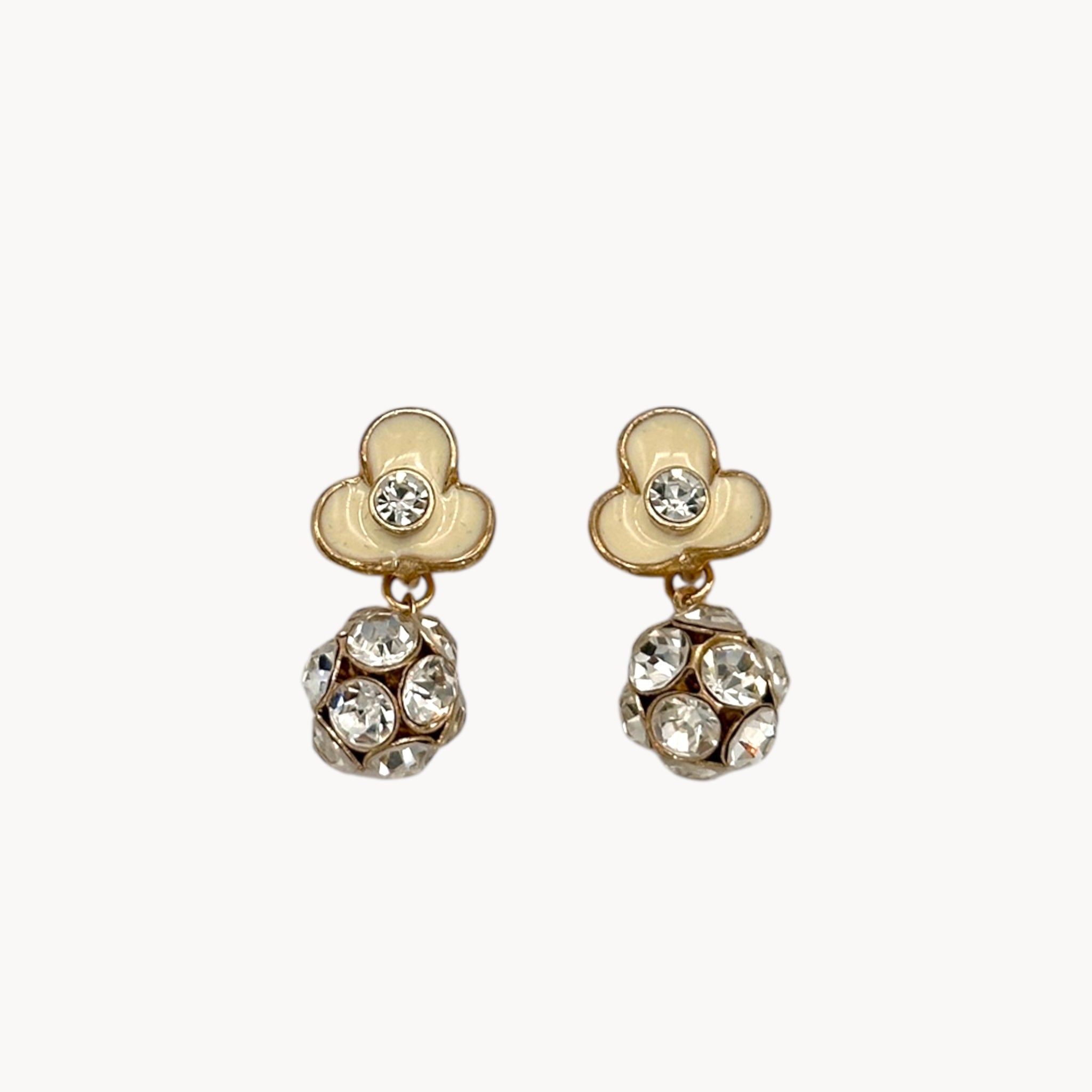 Swarovski Gold Floral Enamel Earrings