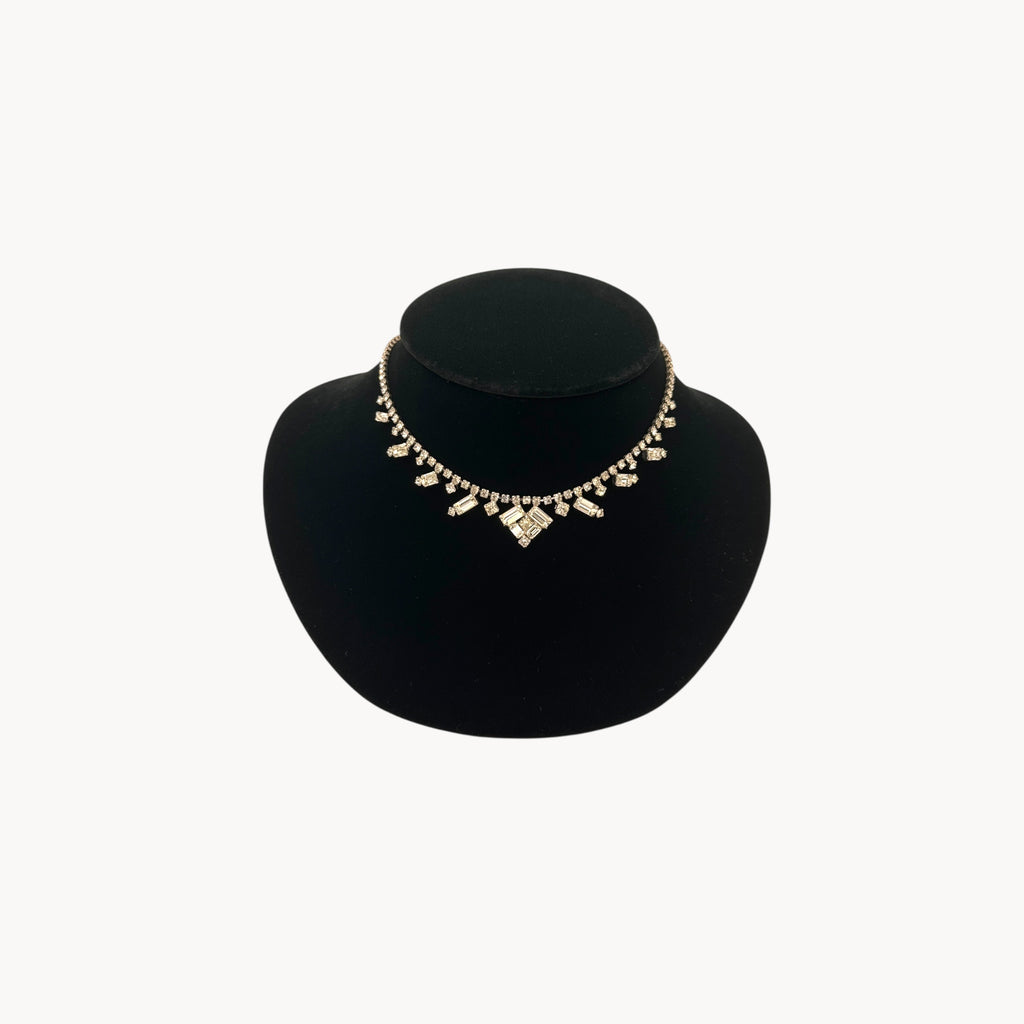 Vintage La-Rel Art Deco Style Rhinestone Pendant Necklace