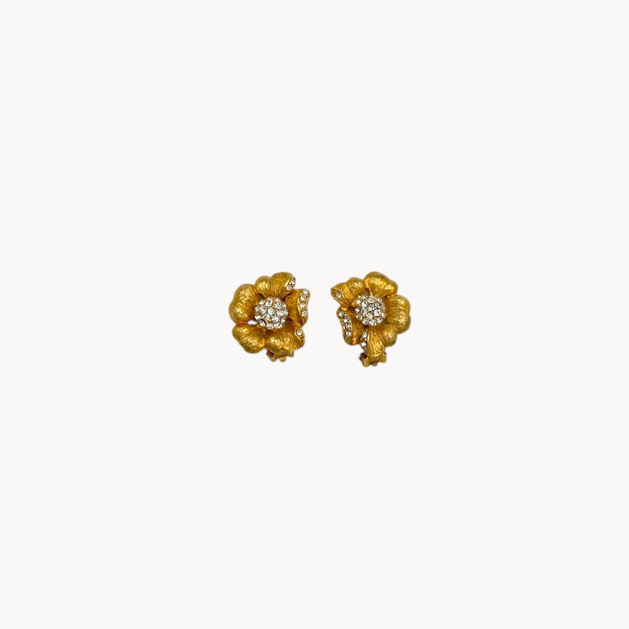 KofB Gold Plated Floral Clip-On Earrings