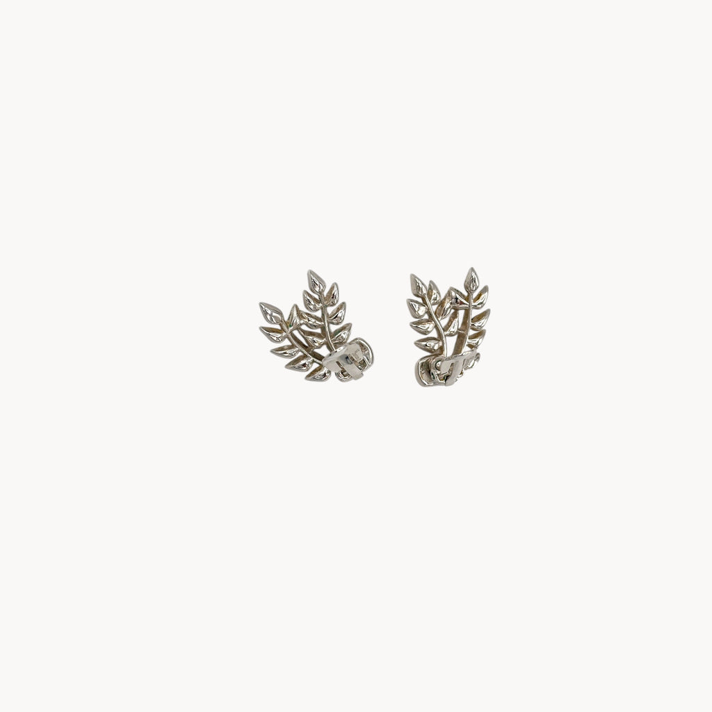 Vintage Trifari Floral Rhinestone Crawler Clip-On Earrings Trifari