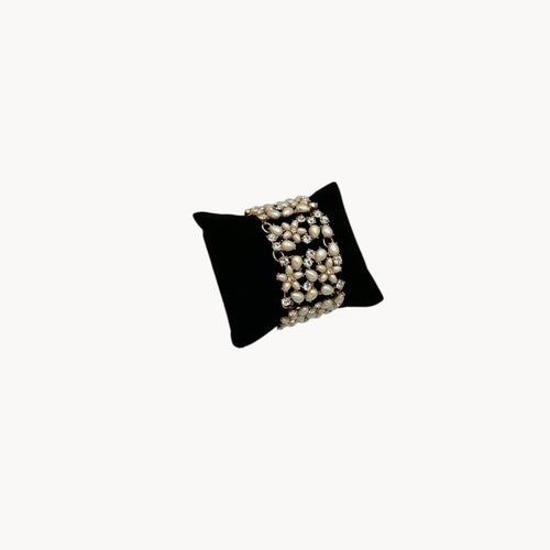 Kate Spade Mini Bouquet Floral Faux Pearl and Rhinestone Wide Bracelet Kate Spade