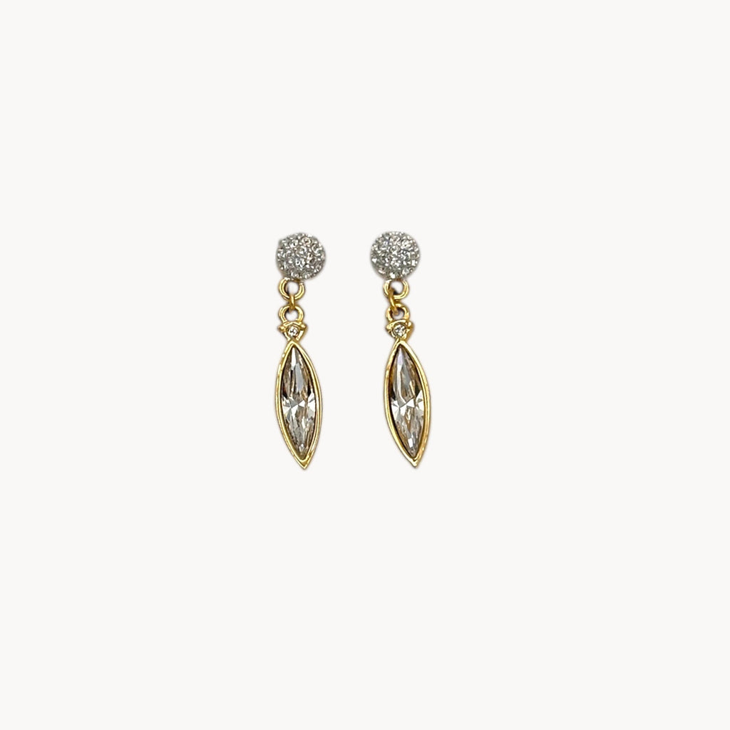 Vintage Swarovski Swan Signed Crystal Dangle Pierced Earrings Swarovski