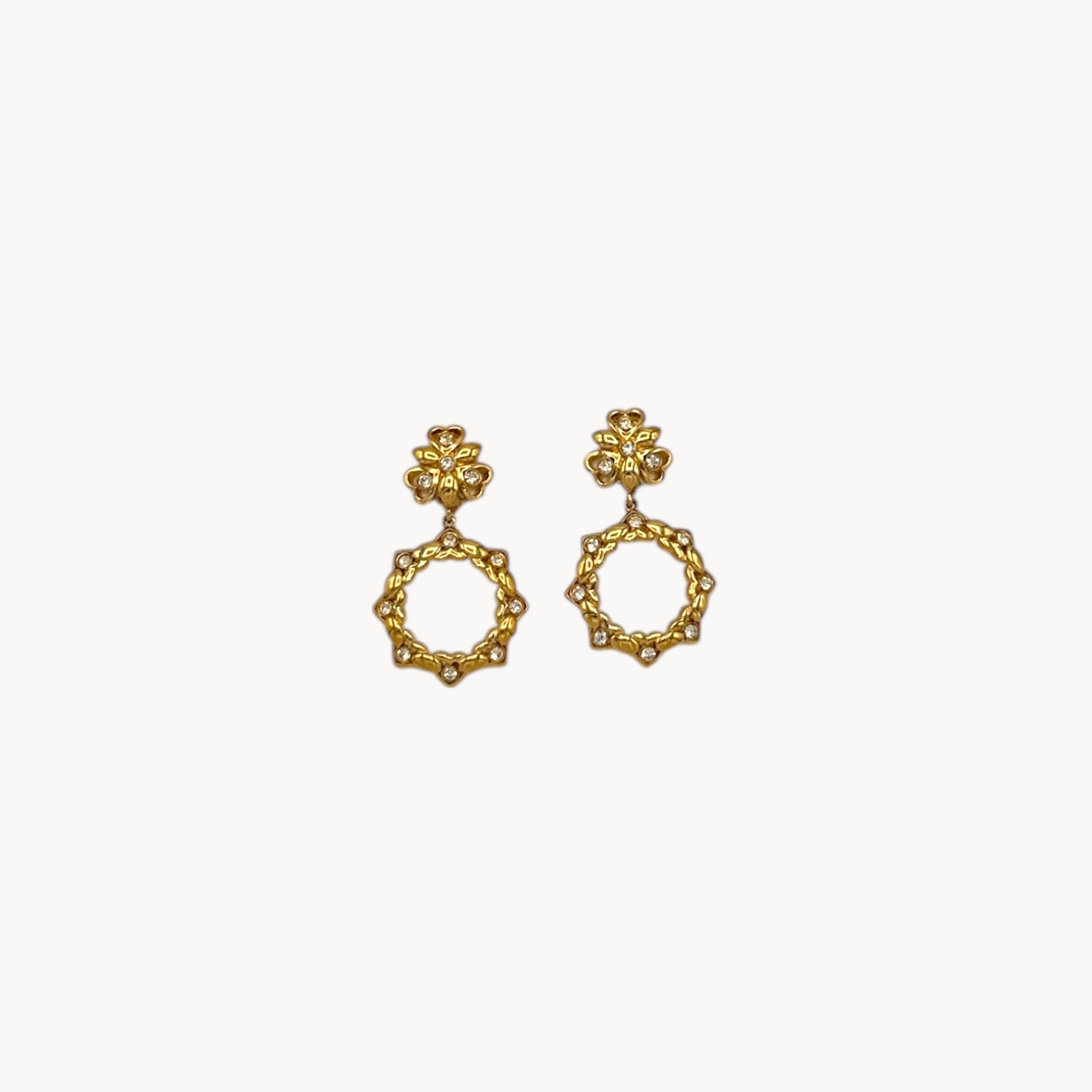 Gold Nina Ricci 1990s Heart Dangle Clip-on Earrings Nina Ricci