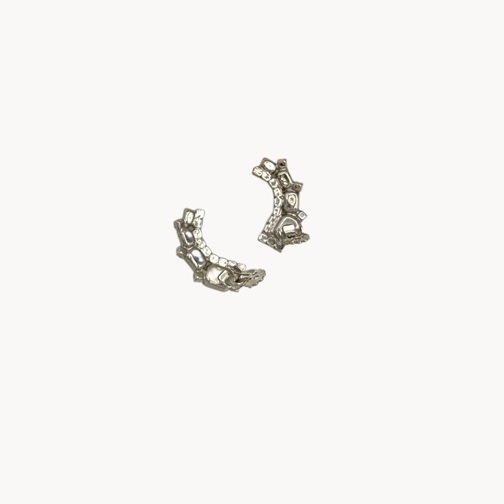 Vintage Weiss Rhinestone Crawler Clip-On Earrings Weiss