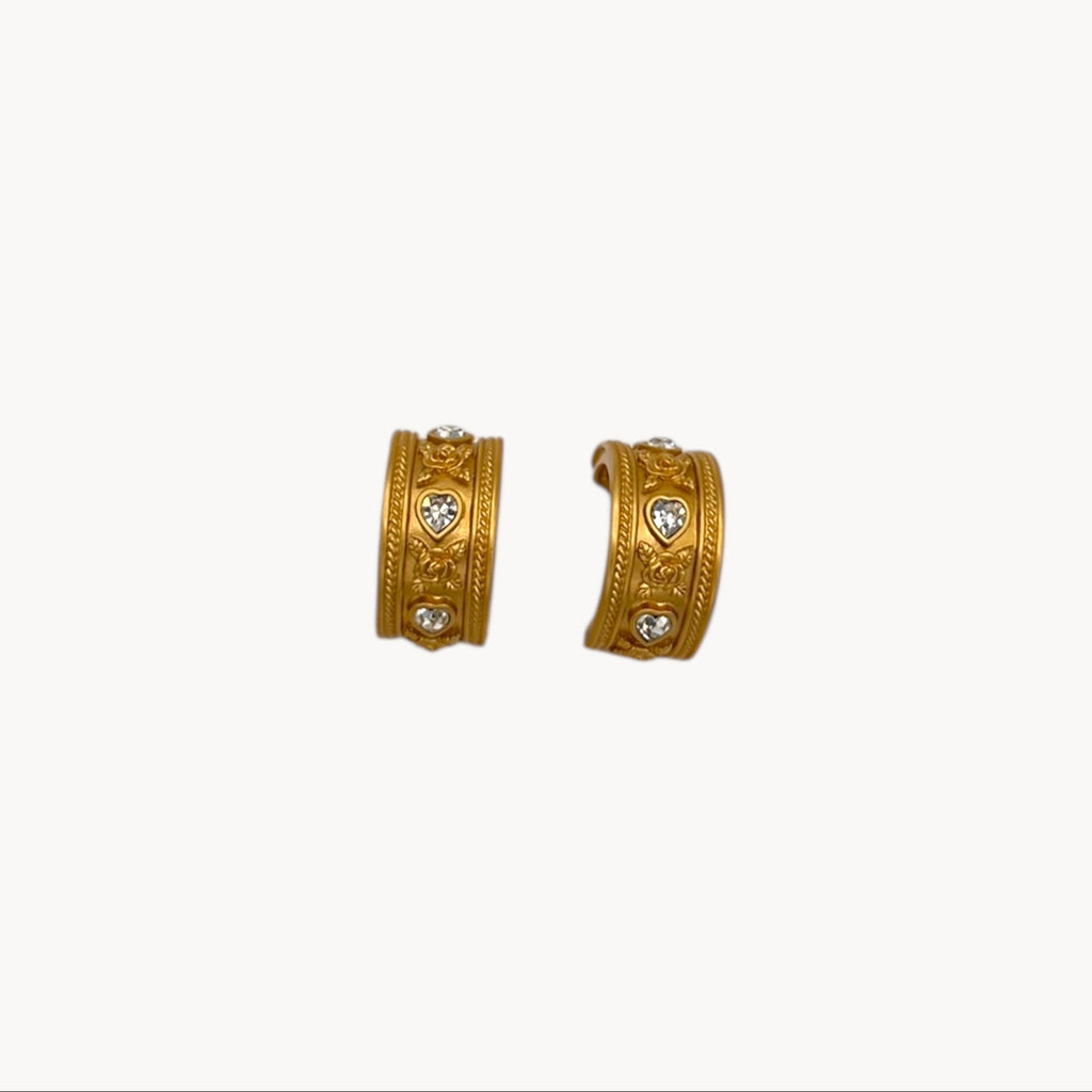 Vintage Elizabeth Taylor Love Blooms Gold Hoop Clip-On Earrings Elizabeth Taylor