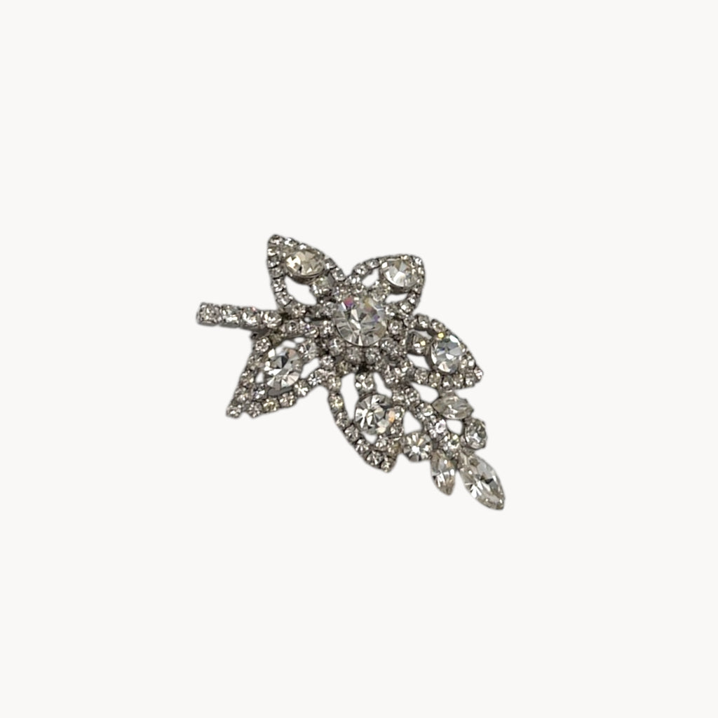 Vintage Mid-Century Rhinestone Floral Brooch