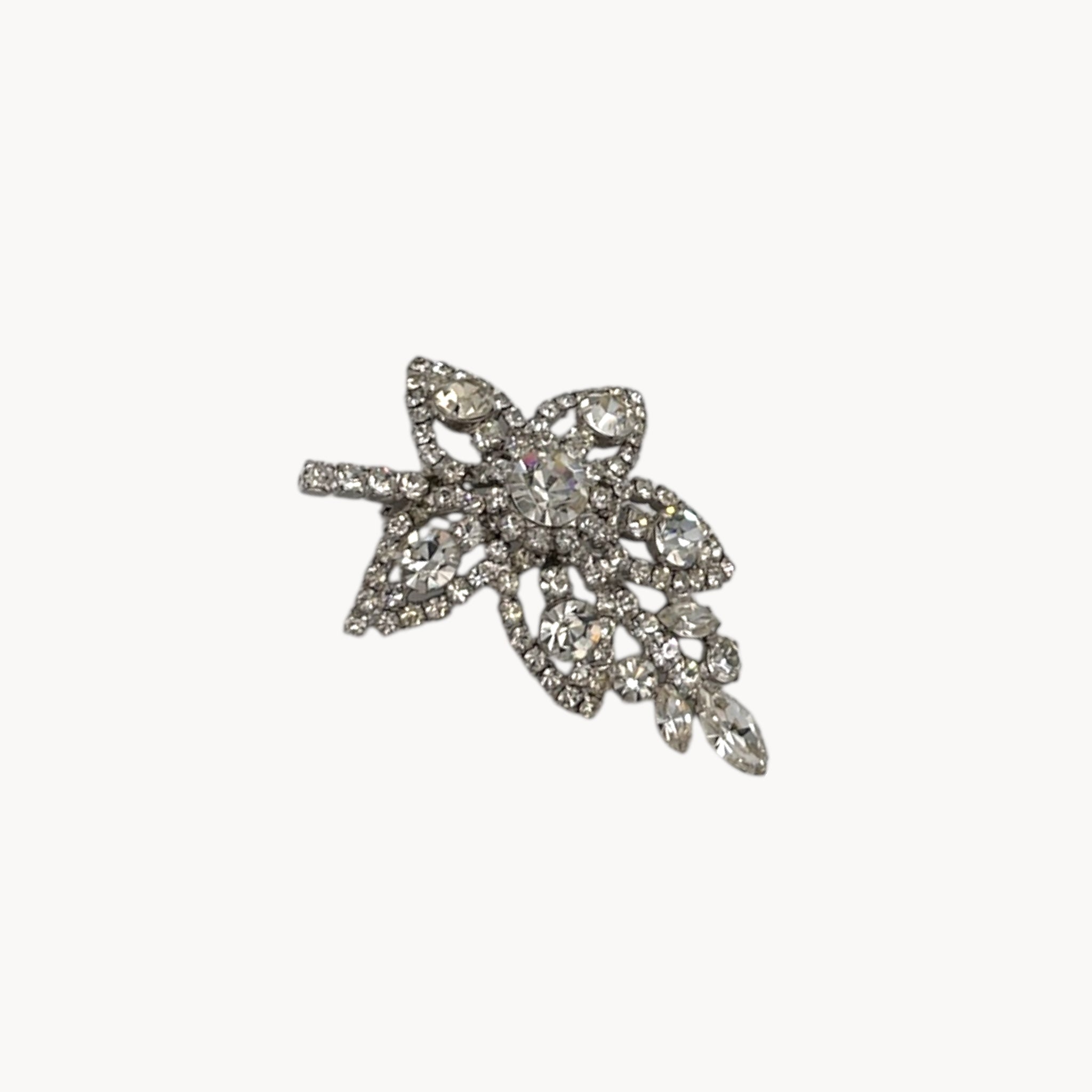 Vintage Mid-Century Rhinestone Floral Brooch