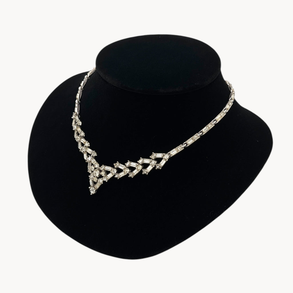 Vintage Bogoff Art Deco Rhinestone Pendant Necklace