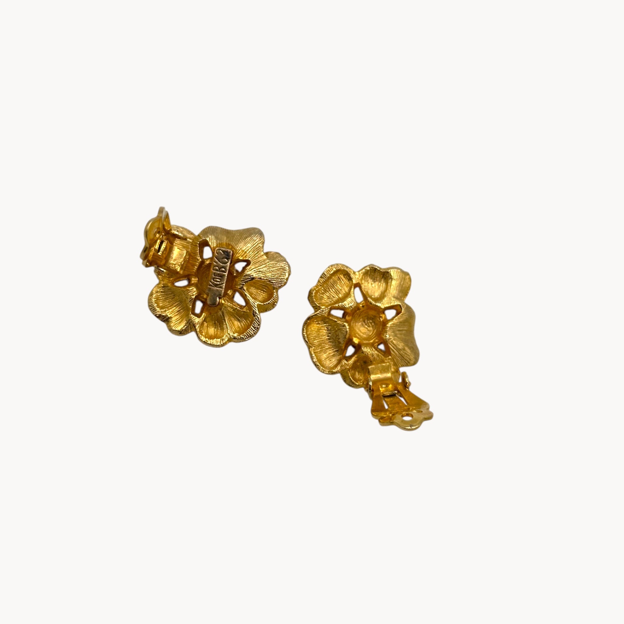 KofB Gold Plated Floral Clip-On Earrings