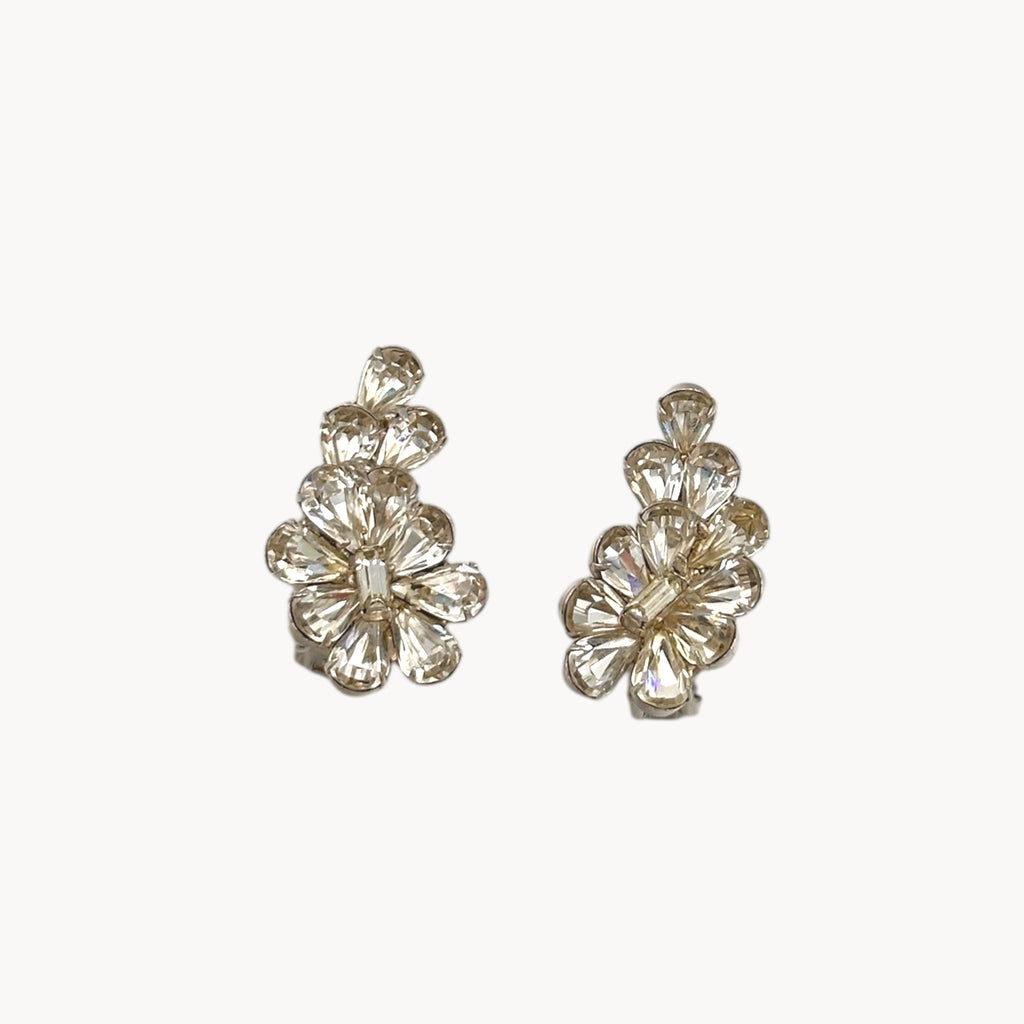 Vintage Hattie Carnegie Rhinestone Crawler Clip-On Earrings Hattie Carnegie