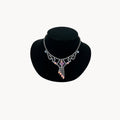 Vintage Art Deco Style Pink Aurora Borealis and Blue Rhinestone Necklace Unmarked