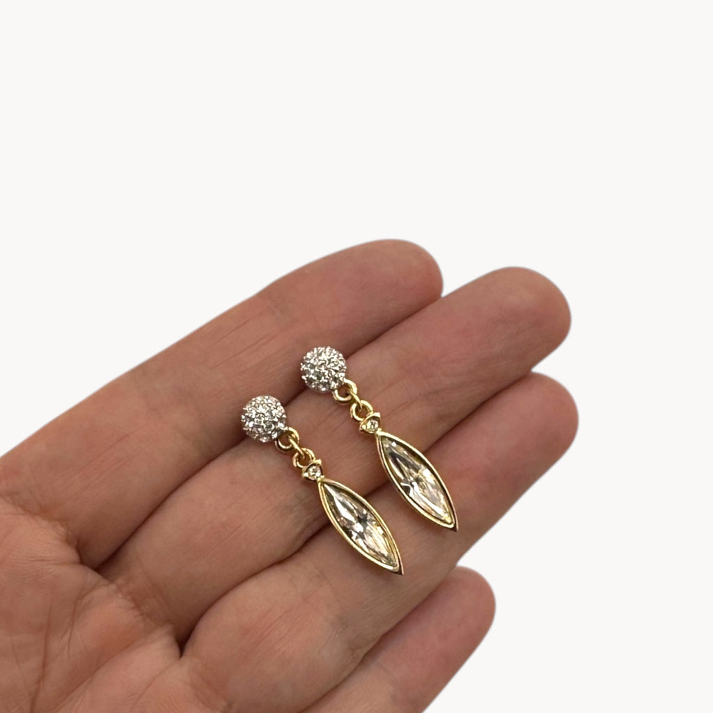 Vintage Swarovski Swan Signed Crystal Dangle Pierced Earrings Swarovski
