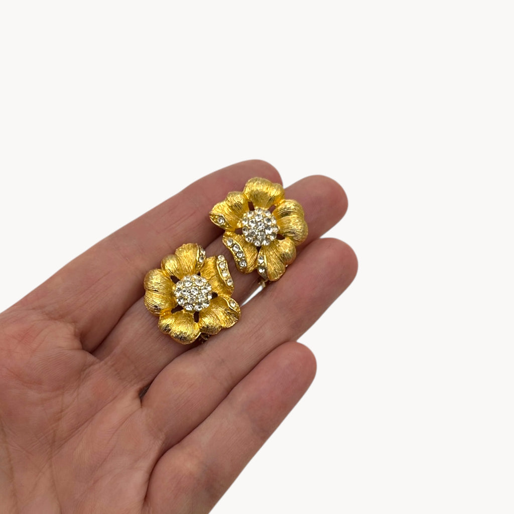 KofB Gold Plated Floral Clip-On Earrings