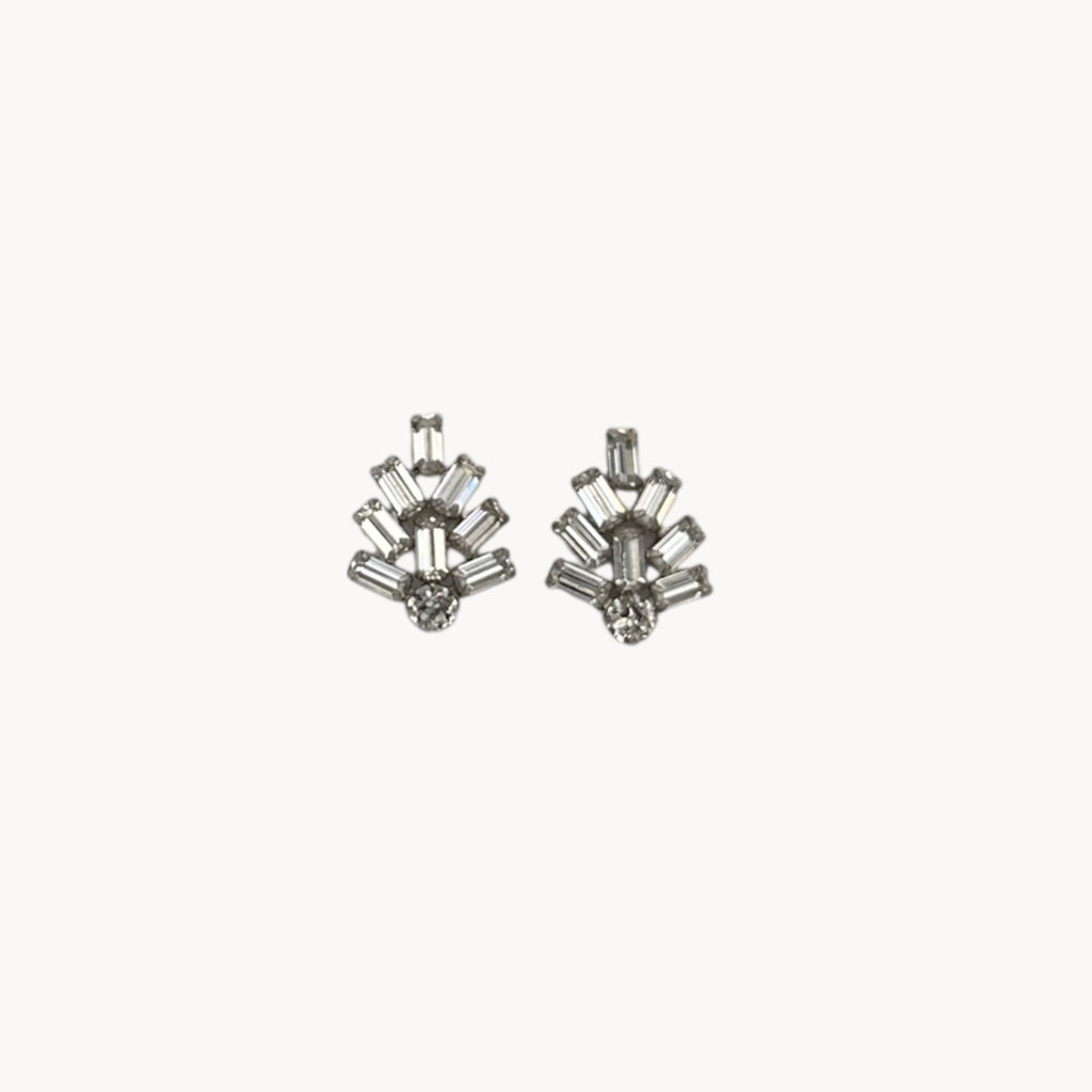 Mid-Century Art Deco Style Rhinestone Clip-On Earrings