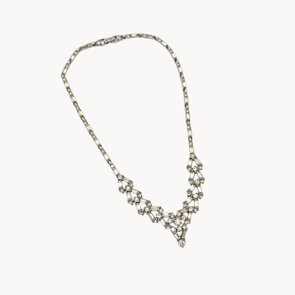 Vintage Bogoff Art Deco Rhinestone Pendant Necklace