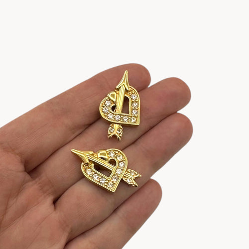 Vintage Swarovski Open Heart Clear Crystal Pierced Earrings Swarovski