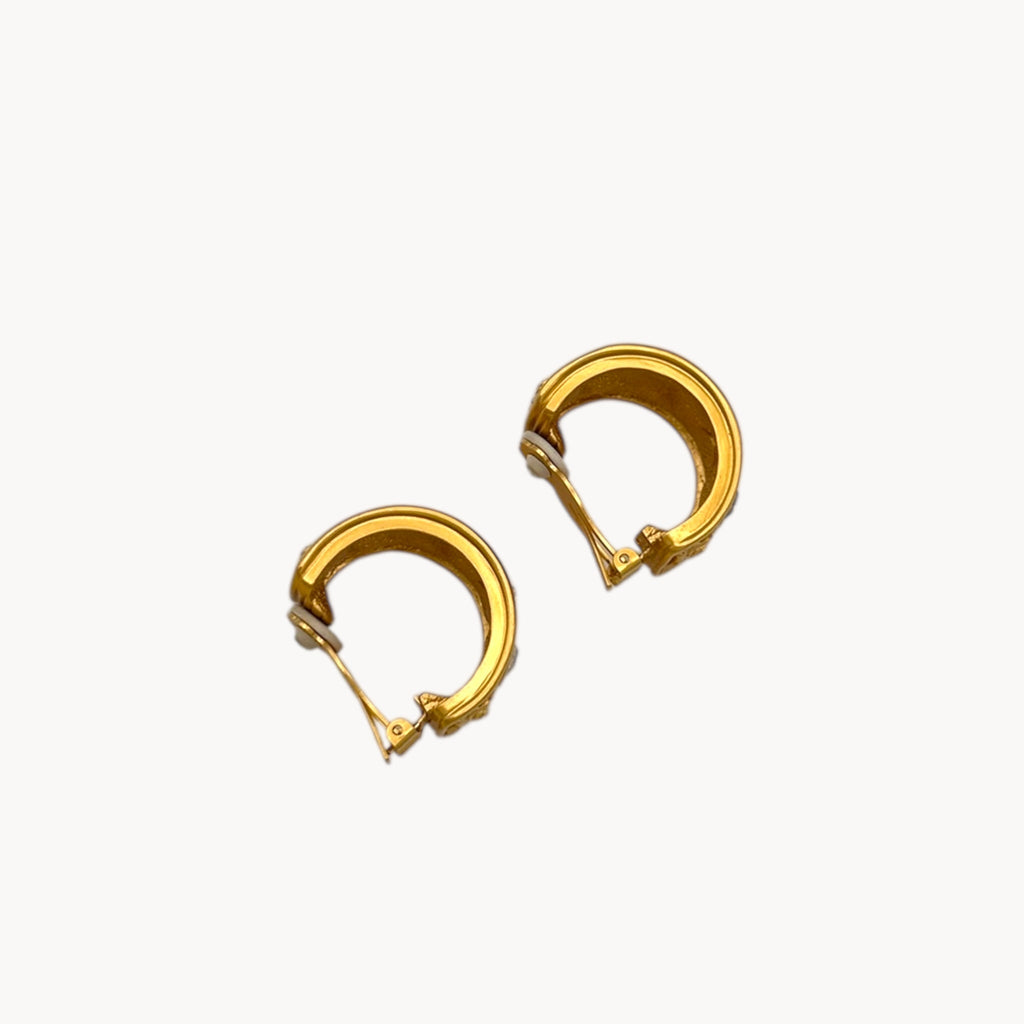 Vintage Elizabeth Taylor Love Blooms Gold Hoop Clip-On Earrings Elizabeth Taylor