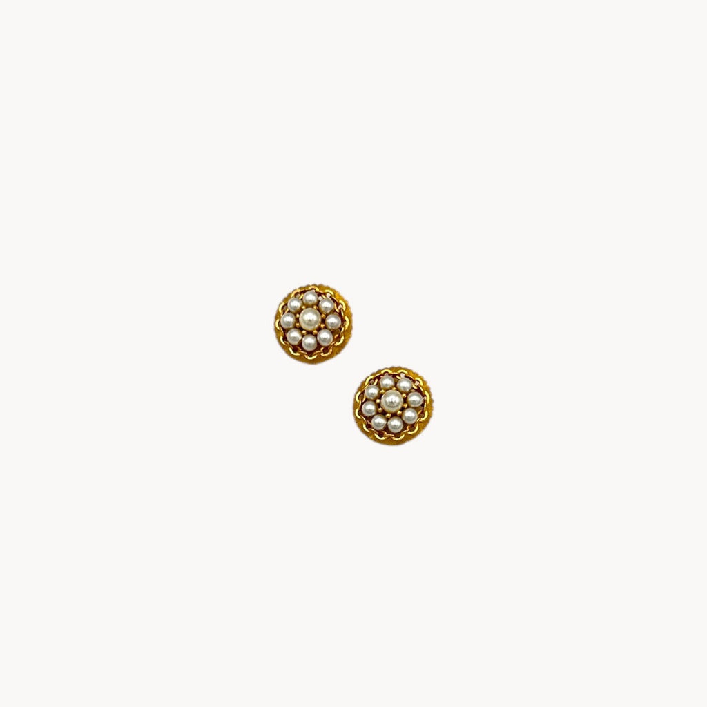 Vintage Kramer Gold Faux Pearl Cluster Clip-On Earrings Kramer