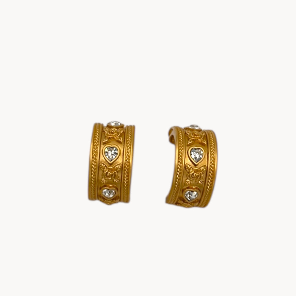 Vintage Elizabeth Taylor Love Blooms Gold Hoop Clip-On Earrings Elizabeth Taylor