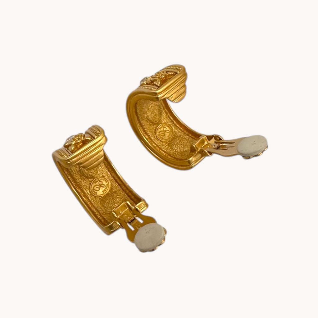 Vintage Elizabeth Taylor Love Blooms Gold Hoop Clip-On Earrings Elizabeth Taylor