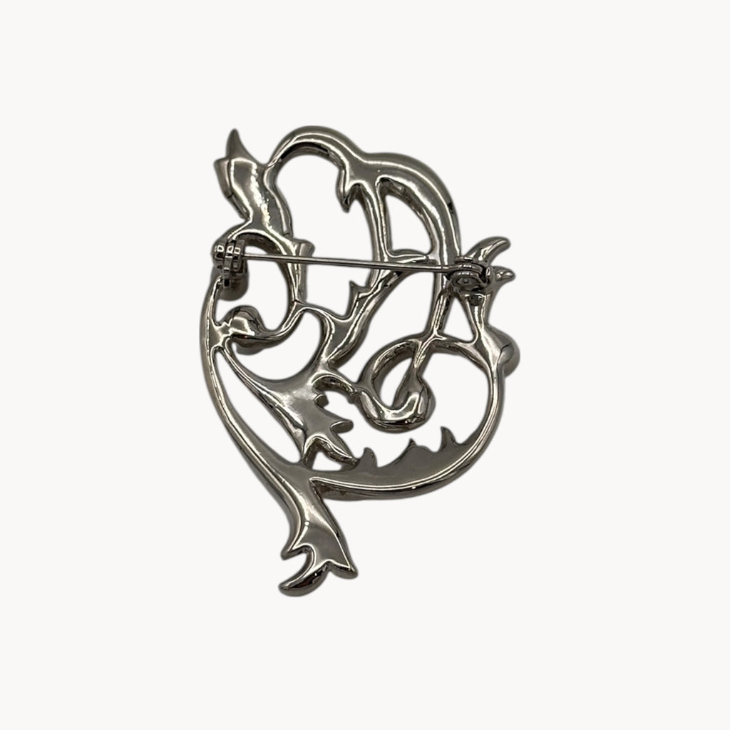 Vintage Art Deco Stylized Rhinestone Floral Brooch