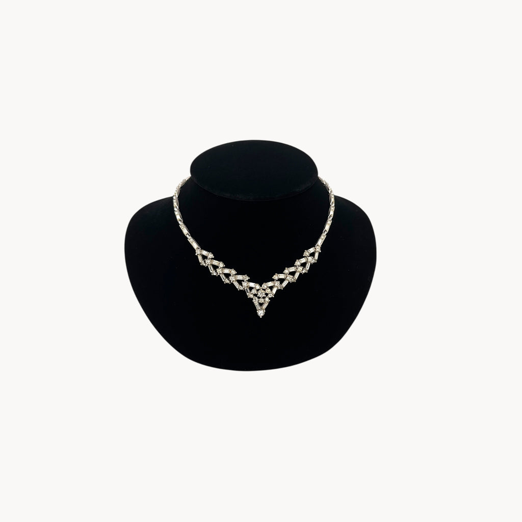 Vintage Bogoff Art Deco Rhinestone Pendant Necklace