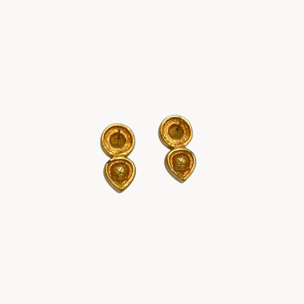 Vintage Swarovski SAL Pearl and Heart Rhinestone Pierced Earrings Swarovski
