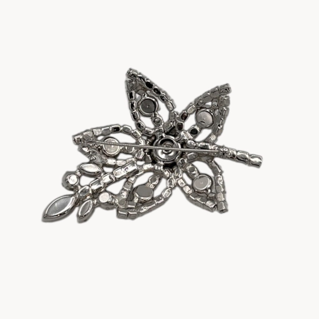 Vintage Mid-Century Rhinestone Floral Brooch