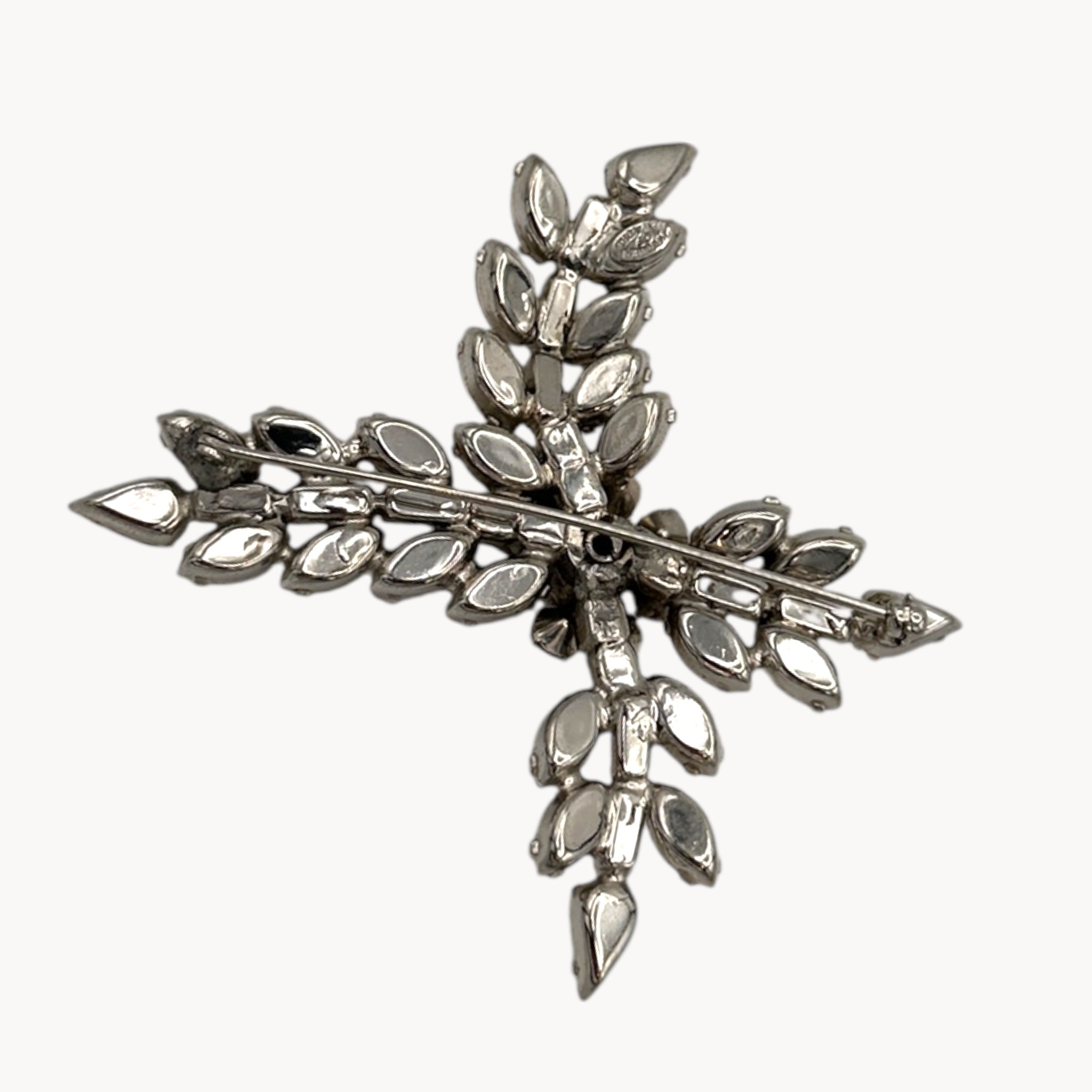 Mid-Century Rhinestone Floral Spray Brooch