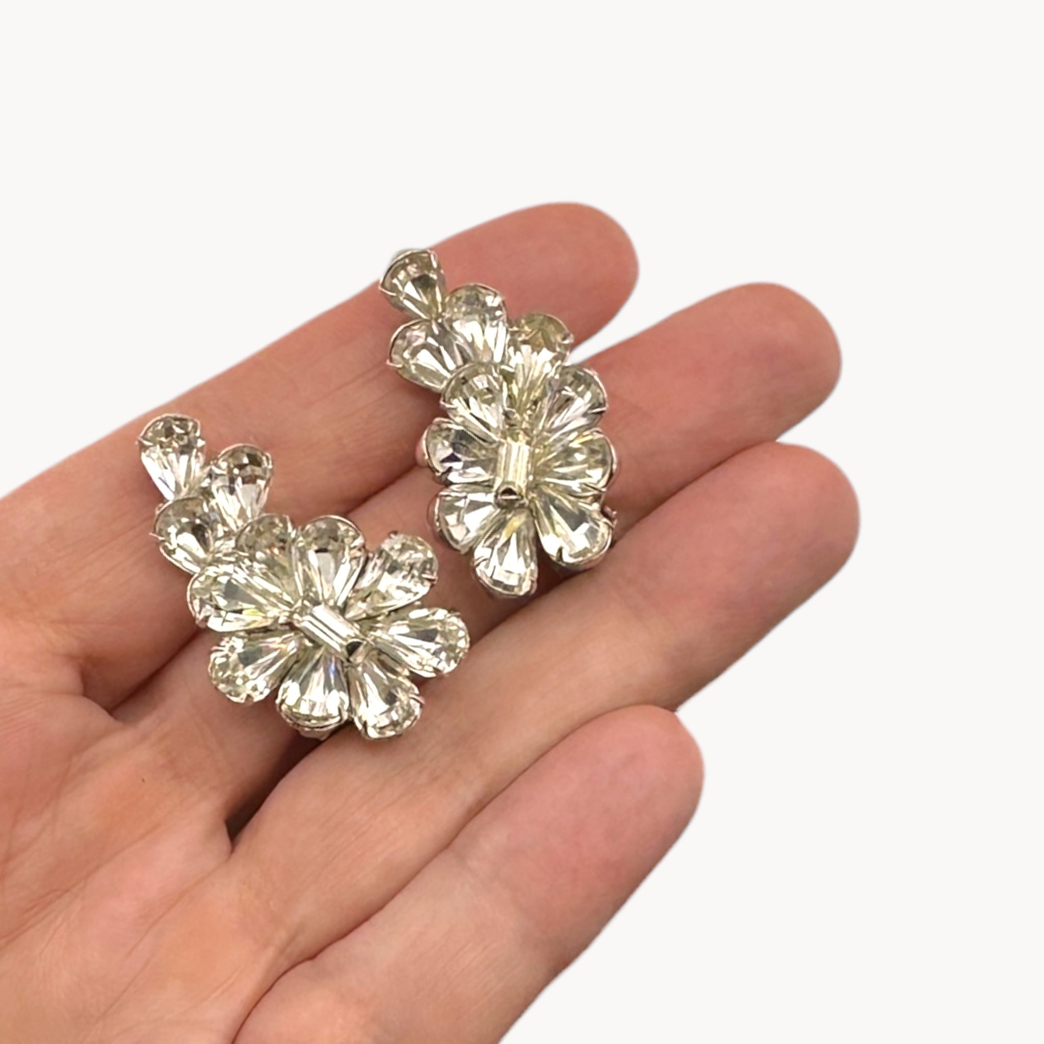 Vintage Hattie Carnegie Rhinestone Crawler Clip-On Earrings Hattie Carnegie