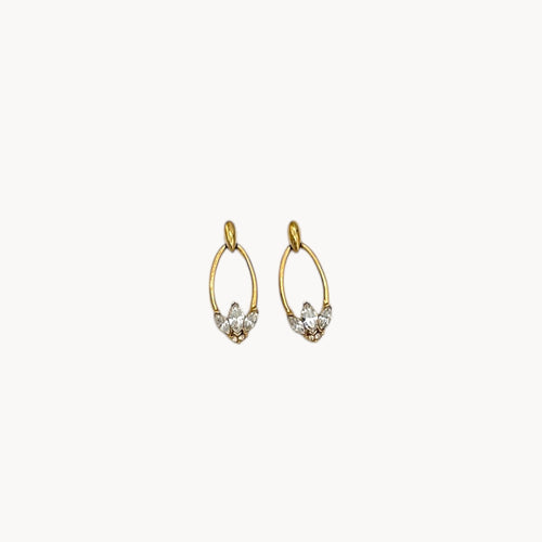 Vintage Trifari Gold Rhinestone Dangle Pierced Earrings Trifari